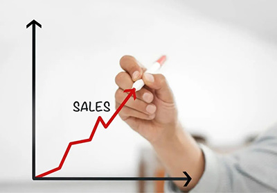 Sales growth chart - hand drawing upward trending graph